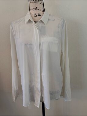 Bagatelle Collection Sheer White Long-Sleeve Button Shirt